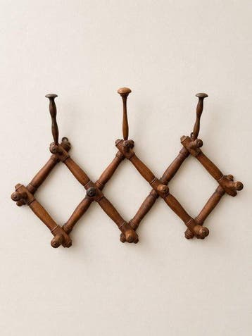 Rare English Expanding Bamboo-Style Wall Coat Rack – Early