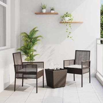 vidaXL Tuin Bistro Set 3 st Bruin poly rattan, Verzenden