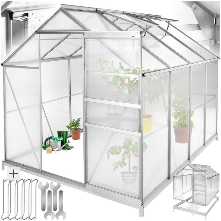 Broeikas van aluminium met fundament, 185x250x195cm, Tuin en Terras, Kweekspullen, Verzenden