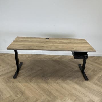 verstelbaar bureau met persoonlijke lade 180x80 cm, natuur, Huis en Inrichting, Bureaus, In hoogte verstelbaar, Gebruikt