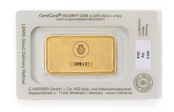 25 gram - Goud .999 - C. Hafner - Verzegeld en met, Postzegels en Munten