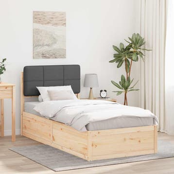 vidaXL Bedframe met Gevoerde Hoofdbord Donkergrijs 90 x 200, Verzenden, Nieuw