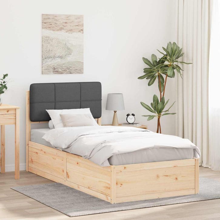 vidaXL Bedframe met Gevoerde Hoofdbord Donkergrijs 90 x 200, Maison & Meubles, Chambre à coucher | Lits, Envoi