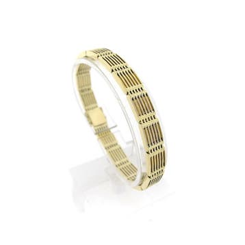 Gouden fantasie schakelarmband, Ophalen of Verzenden, Gebruikt, Goud, Goud