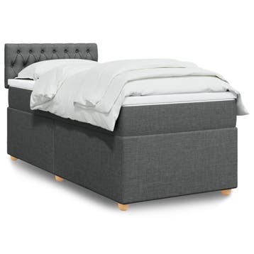 vidaXL Boxspring met matras stof donkergrijs Single, Verzenden, Nieuw