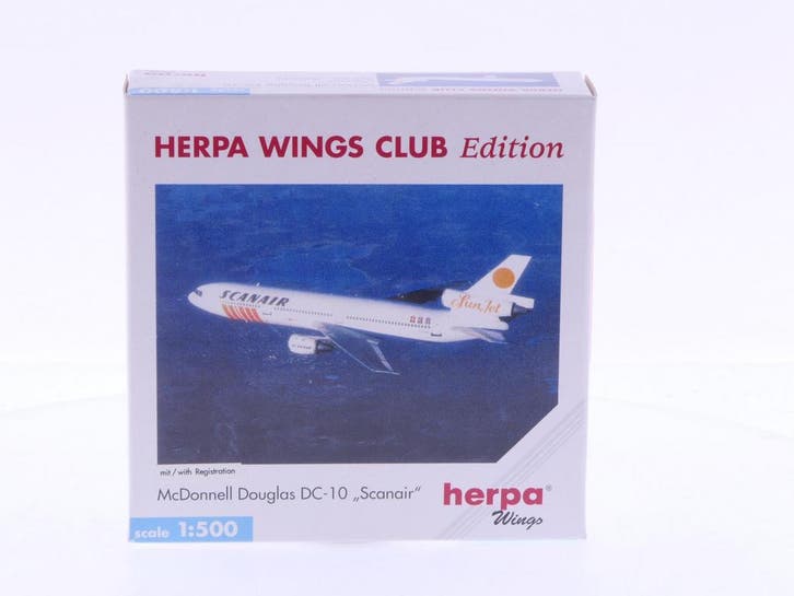 Schaal 1:500 Herpa 500142 Scanair McDonnell Douglas DC-10..., Hobby & Loisirs créatifs, Modélisme | Avions & Hélicoptères, Enlèvement ou Envoi