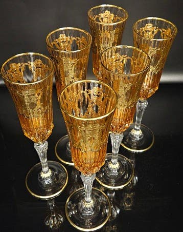 ISMIE LUX - Drinkservies (6) - Luxe amberkleurige fluit in