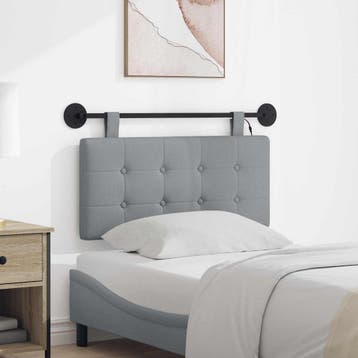 vidaXL Hangend hoofdbord Met LED-verlichting Lichtgrijs Stof, Verzenden, Nieuw