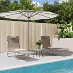 vidaXL Ligbedden 2 st inklapbaar textileen en staal bruin, Tuin en Terras, Verzenden, Nieuw