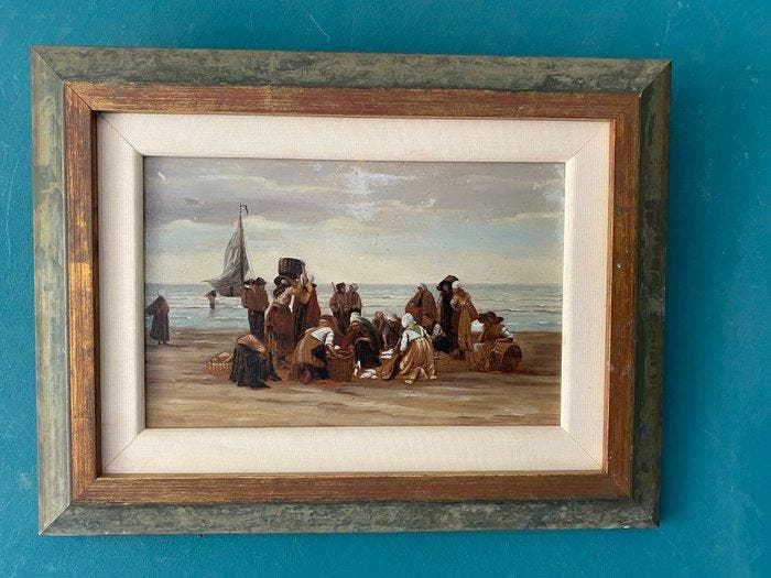 Hollandse School (XX) - Vissersvrouwen op het strand, Antiek en Kunst, Kunst | Schilderijen | Klassiek