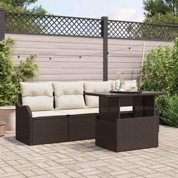 vidaXL Tuinbank Set 5 st Bruin Poly rattan, Verzenden