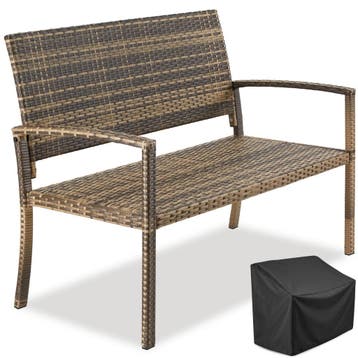 wicker tuinbank Murat 2-zits, weerbestendig, 250 kg - natuur, Verzenden