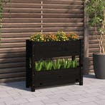 vidaXL Plantenbak 77x25x66 cm massief grenenhout zwart, Tuin en Terras, Bloempotten, Verzenden, Nieuw