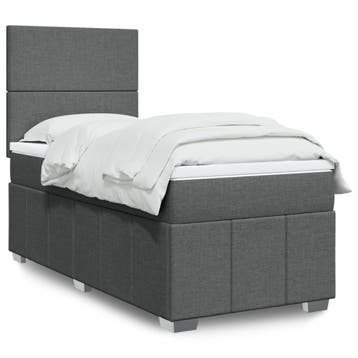 vidaXL Boxspring met matras stof donkergrijs 100x200 cm, Verzenden, Nieuw
