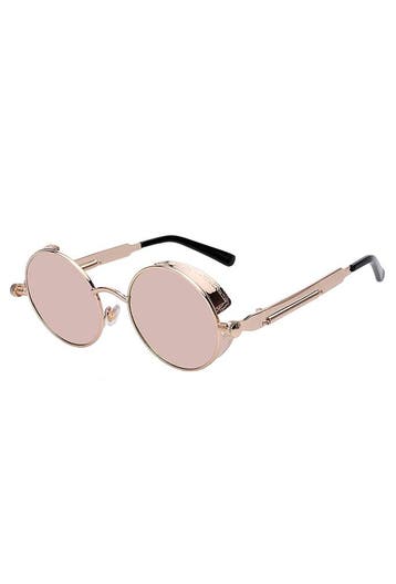 Ronde Zonnebril Steampunk Vintage Roségoud Montuur Rond Rosé, Ophalen of Verzenden, Nieuw, Roze