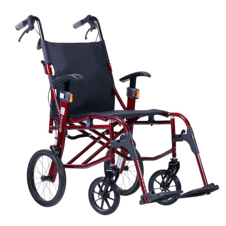 Excel 9.9 lichtgewicht transport rolstoel ROOD, Diversen, Rolstoelen, Ophalen of Verzenden