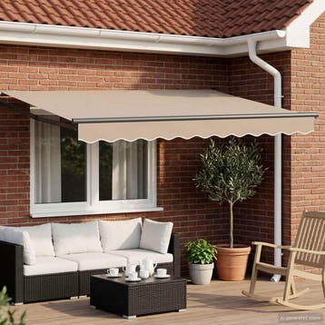 vidaXL Handbediende luifel met LEDs Beige en Antraciet 3,5, Verzenden