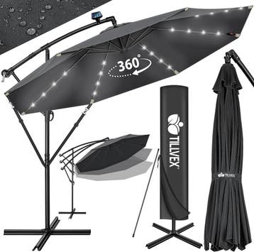 Zweefparasol - Tuinparasol - Parasol 300 cm - Met voet - Met, Verzenden, Nieuw