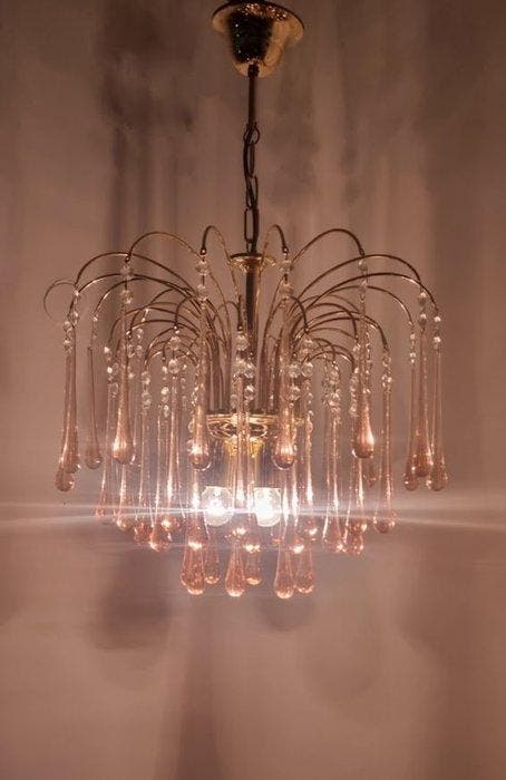Kroonluchter - Wasserfall Design, Druppellamp - Metaal,, Antiek en Kunst, Antiek | Verlichting