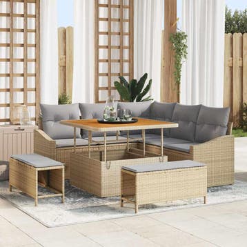 vidaXL Tuinbank Set 8 st Beige poly rattan, Verzenden, Nieuw