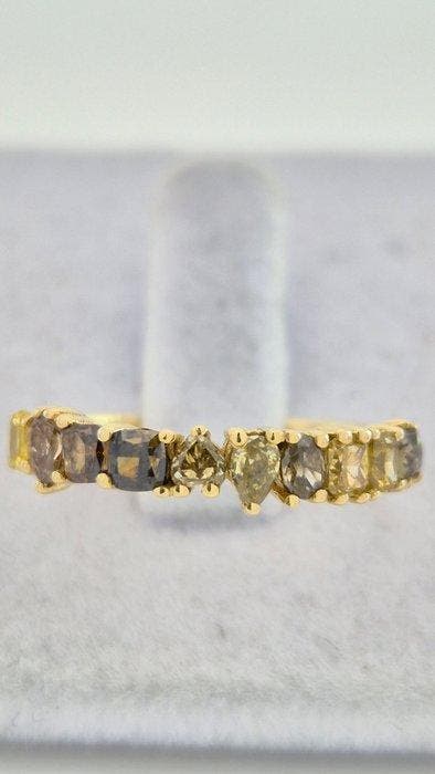 Ring - 14 karaat Geel goud - 2.25ct. tw. Gemengde kleuren, Handtassen en Accessoires, Ringen