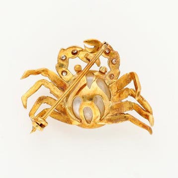 Broche - 18 carats Or jaune Diamant (Naturelle) - Perle