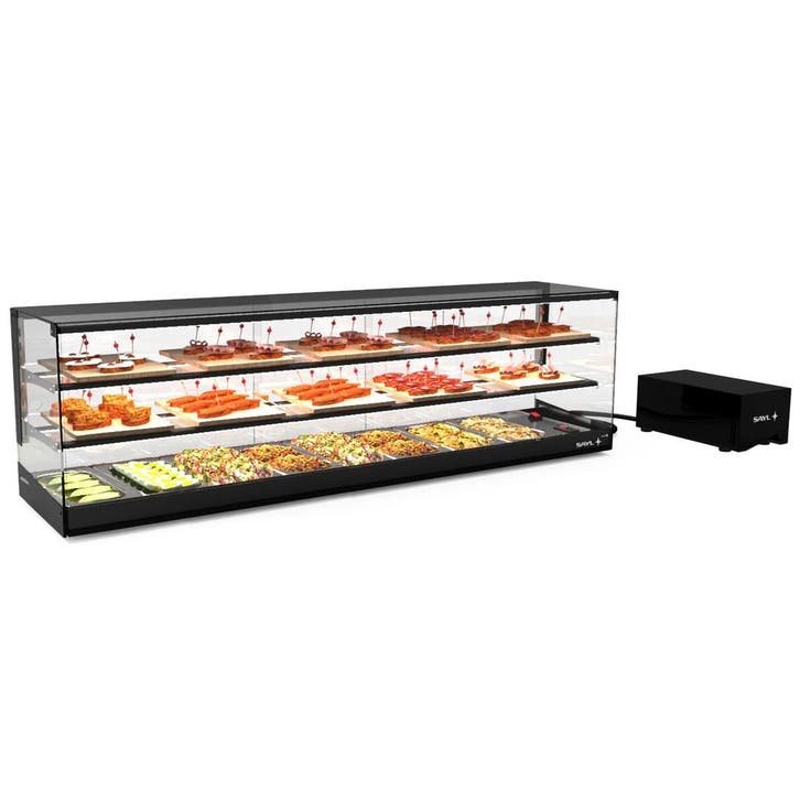 Tapasvitrine | LOGIC | Zwart | 8x 1/3 GN | +2°C/+6°C |, Articles professionnels, Horeca | Équipement de cuisine, Envoi
