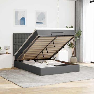 vidaXL Ottoman bed met matras 140x190cm stof donkergrijs, Verzenden, Nieuw