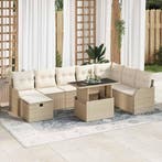 vidaXL Tuinbank Set met kussen met opslag 9 pcs Beige Poly, Verzenden, Nieuw