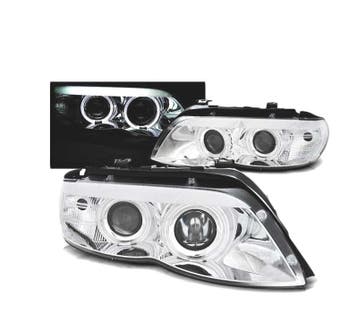 Phares Pour Bmw X5 E53 03-06 Angel Eyes Xenon Chromé, Verzenden