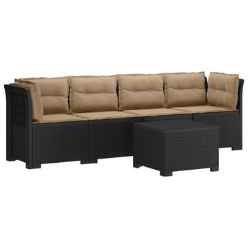 vidaXL 4-Zits Tuin Sofa met Kussens Rieten Look PP Antraciet, Verzenden