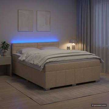 vidaXL Boxspringbed met matras Crèmekleurig 140 x 200 cm, Verzenden