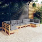 vidaXL 7-delige Loungeset met grijze kussens massief, Verzenden, Nieuw, Loungeset