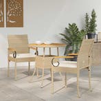 vidaXL Tuinstoelen 2 pcs Beige en Crème Wit Poly Rattan en, Verzenden, Nieuw