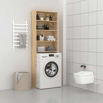 vidaXL Wasmachinekast 64x24x190 cm wit en sonoma, Verzenden, Nieuw