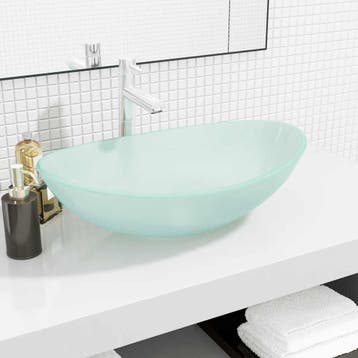 vidaXL Wasbak 54,5x35x15,5 cm gehard glas mat, Verzenden, Nieuw