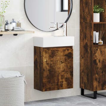vidaXL Badkamermeubel met kraan Gerookt eiken 45,5 x 22,5 x, Verzenden, Nieuw
