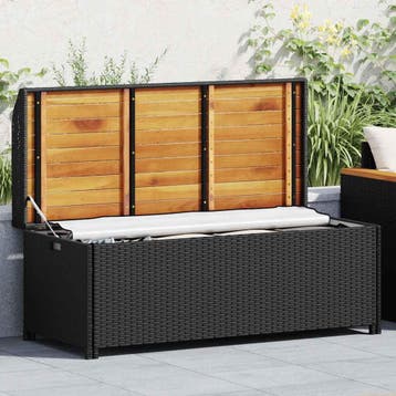 vidaXL Tuinopbergbank 120 cm poly rattan zwart, Tuin en Terras, Verzenden, Nieuw