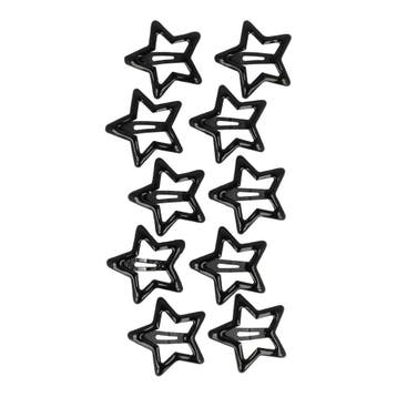 Haarspeld Klikklak 3cm - Ster - Zwart - Set van 10, Nieuw