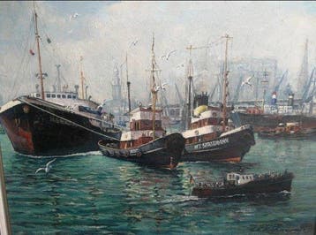 European School (XX), signed Küßner - Hamburger Hafen;
