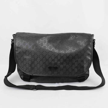 Gucci - GG Imprimé Black Messenger Shoulder Bag with Leather, Nieuw