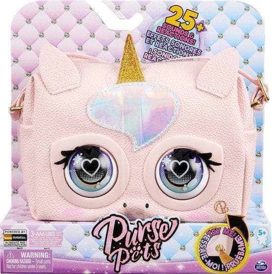 Purse Pets - Glamicorn Eenhoorn Interactieve Tas en Knuff..., Kinderen en Baby's, Speelgoed | Knuffels en Pluche, Nieuw, Verzenden