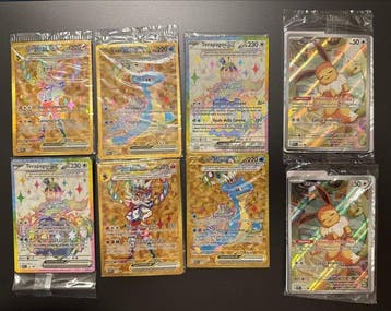 Pokémon - 8 Card - Lapras, Eevee, Cinderace Foil, Full art,, Nieuw