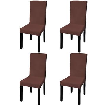 vidaXL Stoelhoezen 4 st stretch recht bruin, Tuin en Terras, Tuinmeubel-accessoires, Verzenden, Nieuw