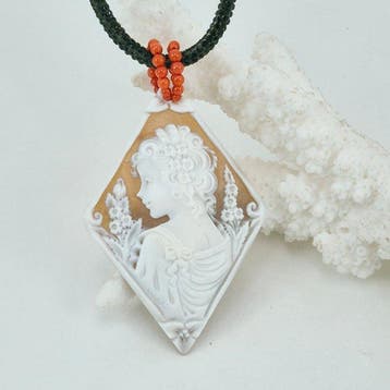 Koraal - Zilver, Zonder reserveprijs - Cameo - Kamee en