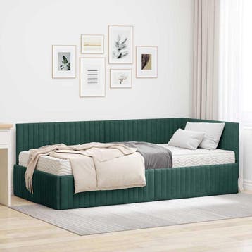 vidaXL Hoekbedframe met Matras met hoofdeinde 2 st Groen, Huis en Inrichting, Verzenden, Nieuw