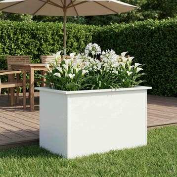 vidaXL Tuinplantenbak met led Wit 50 x 80 x 48 cm Staal, Verzenden, Nieuw
