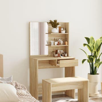 vidaXL Kaptafel met spiegel 74,5x40x141 cm sonoma, Verzenden, Nieuw