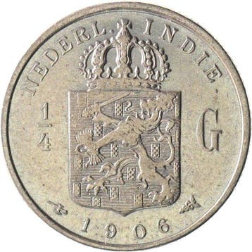 Nederlands-Indië. 1/4 Gulden 1906, 1907, 1908 & 1909 (lot
