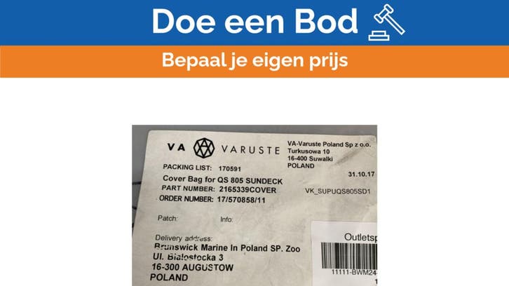 Bieden: Quicksilver Cover Bag for QS805 Sundeck, Sports nautiques & Bateaux, Accessoires navigation, Enlèvement ou Envoi